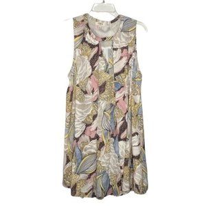 Umgee Floral Keyhole Boho Mini Swing Dress Size Large